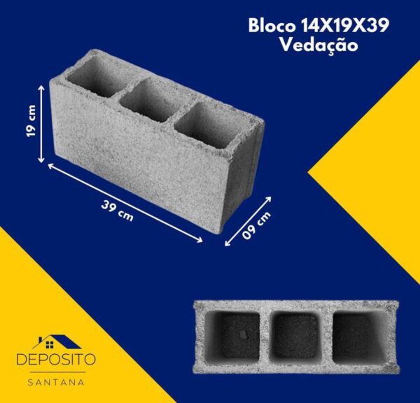 Bloco 14X19X39 vedação